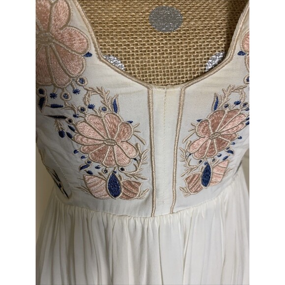 Lulus Daisy Petal Pickin Babydoll Mini Dress Women Small Ivory Fairy Embroidered - Picture 5 of 15